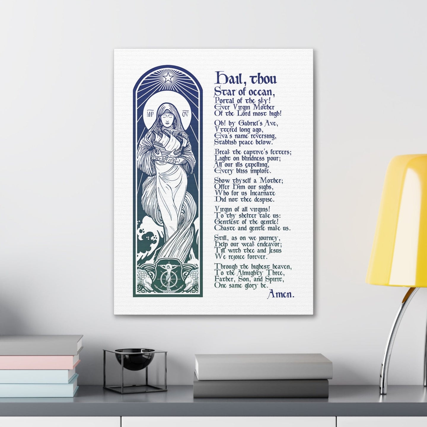 Stella Maris With Prayer Premium Canvas Wall Print